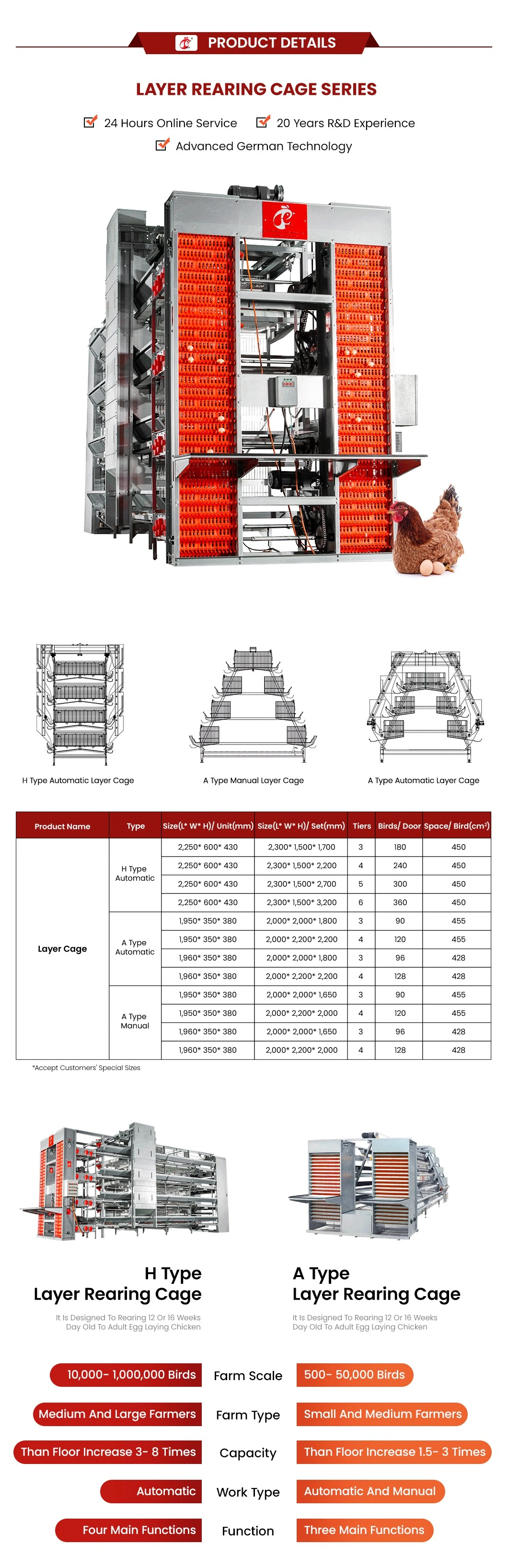 Bestchickencage Ordinary Type Layer Cage China Layer Small Chicken Coop Manufacturer ODM Custom 2cm Cutting Thickness Chicken Cages Egg Layer Poultry Farm