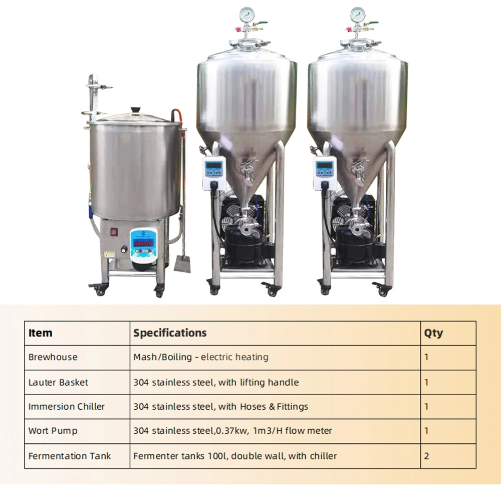 Pretank 100L Micro Home Beer Brewing System Economical Beer Fermentation System