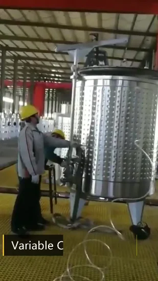 Fermentatore per vino open top in acciaio inox sanitario con capacità variabile